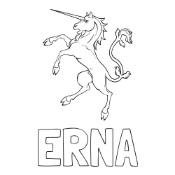 Pobarvanka imena ERNA in samorog Pua