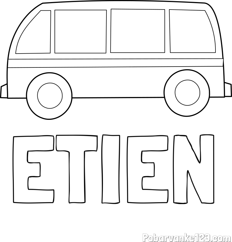 Pobarvanka imena ETIEN in avtobus