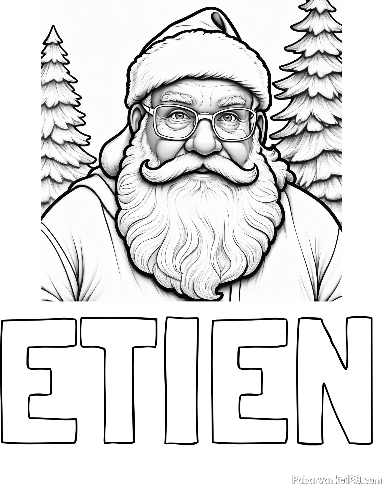 Pobarvanka imena ETIEN in pobarvanka Božička z očali