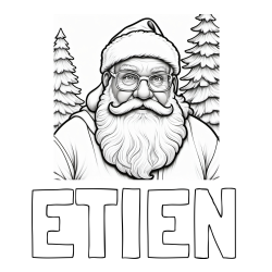 Online izdelana pobarvanka - Pobarvanka imena ETIEN in pobarvanka Božička z očali