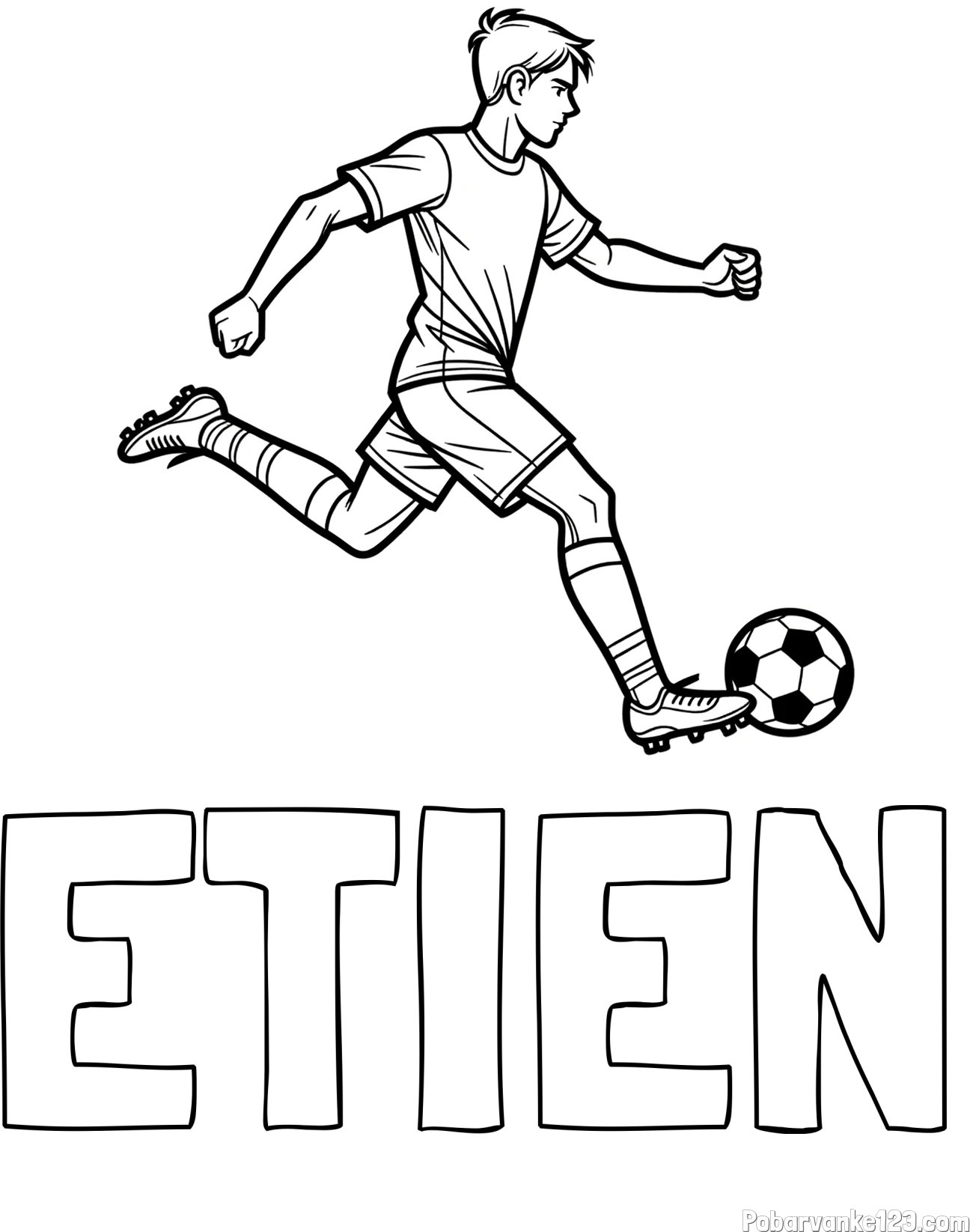 Pobarvanka imena ETIEN in pobarvanka nogometaša v napadu