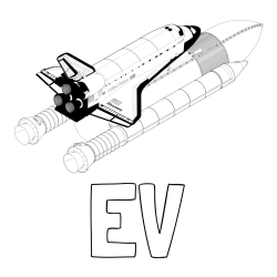 Online izdelana pobarvanka - Pobarvanka imena EV in pobarvanka vesoljskega plovila Space Shuttle Discovery 3 v letu