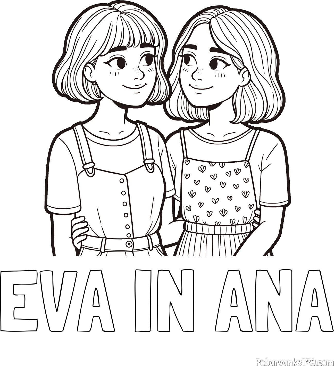 Pobarvanka imena EVA IN ANA in pobarvanka dveh najboljših prijateljic