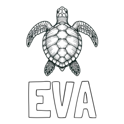 Pobarvanka imena EVA in enostavna pobarvanka želve