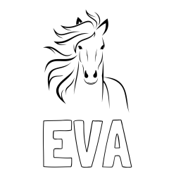 Pobarvanka imena EVA in lepa pobarvanka konja