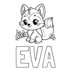 Pobarvanka imena EVA in lisičke