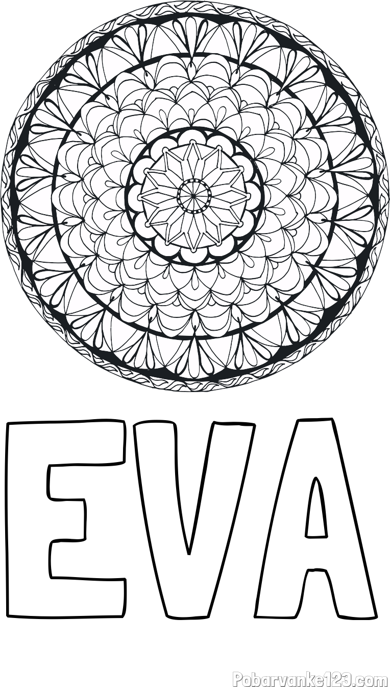 Pobarvanka imena EVA in mandale 4