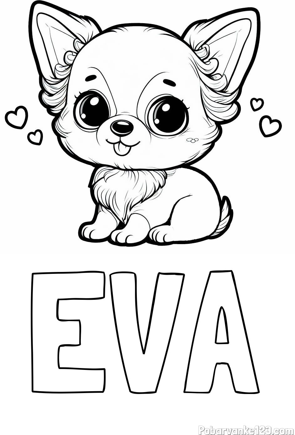 Pobarvanka imena EVA in pobarvanka čivave