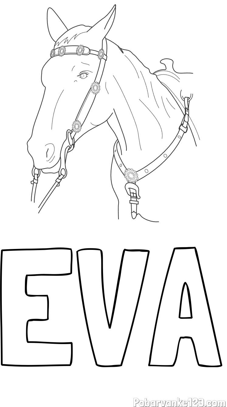 Pobarvanka imena EVA in pobarvanka konjske glave