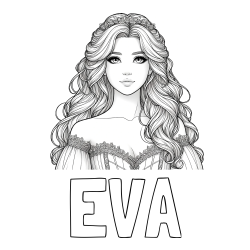 Pobarvanka imena EVA in pobarvanka lepe princese