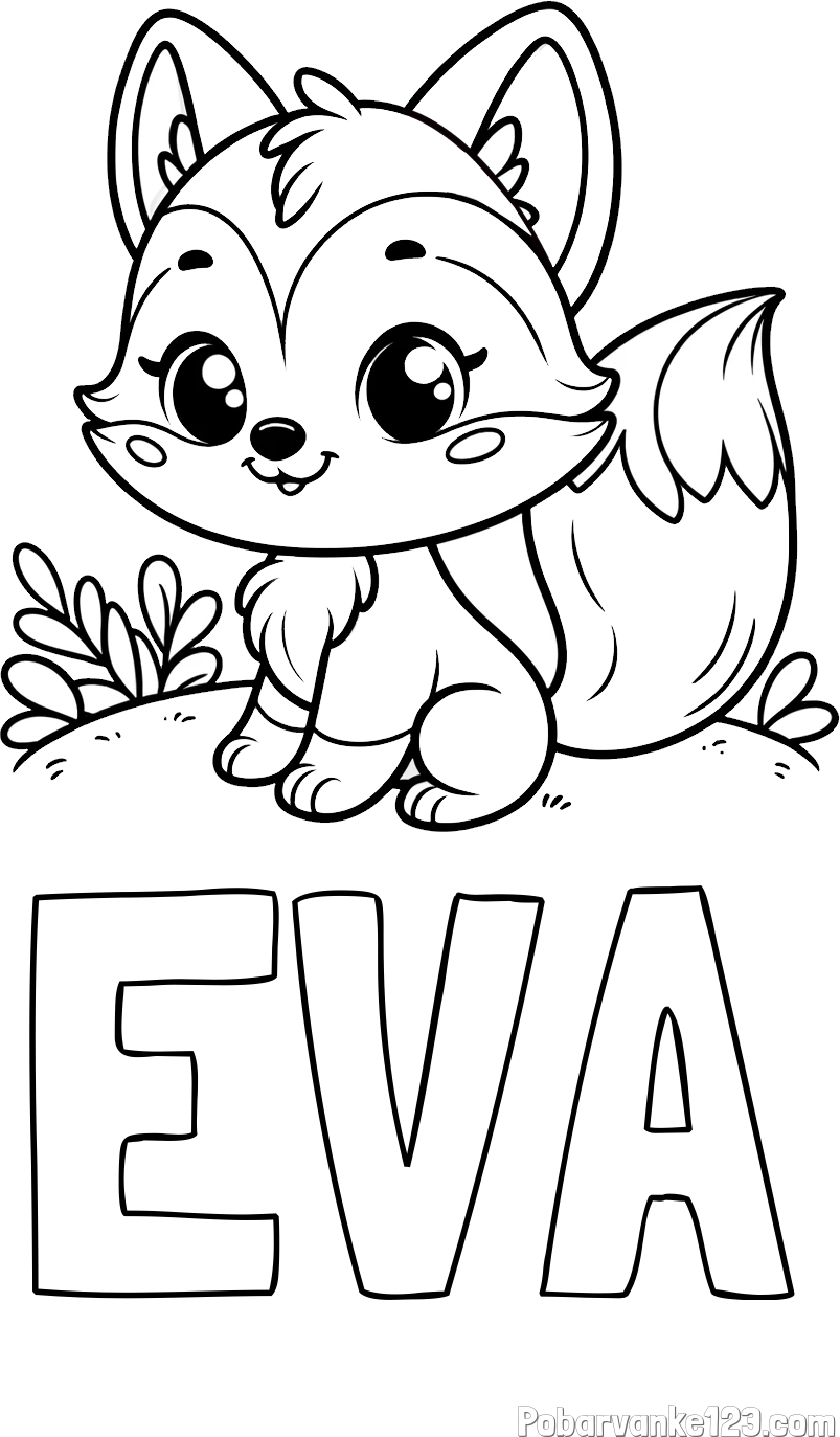 Pobarvanka imena EVA in pobarvanka lisičke