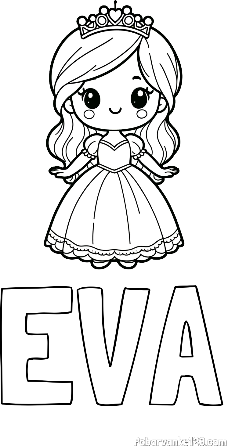 Pobarvanka imena EVA in pobarvanka ljubke princeske