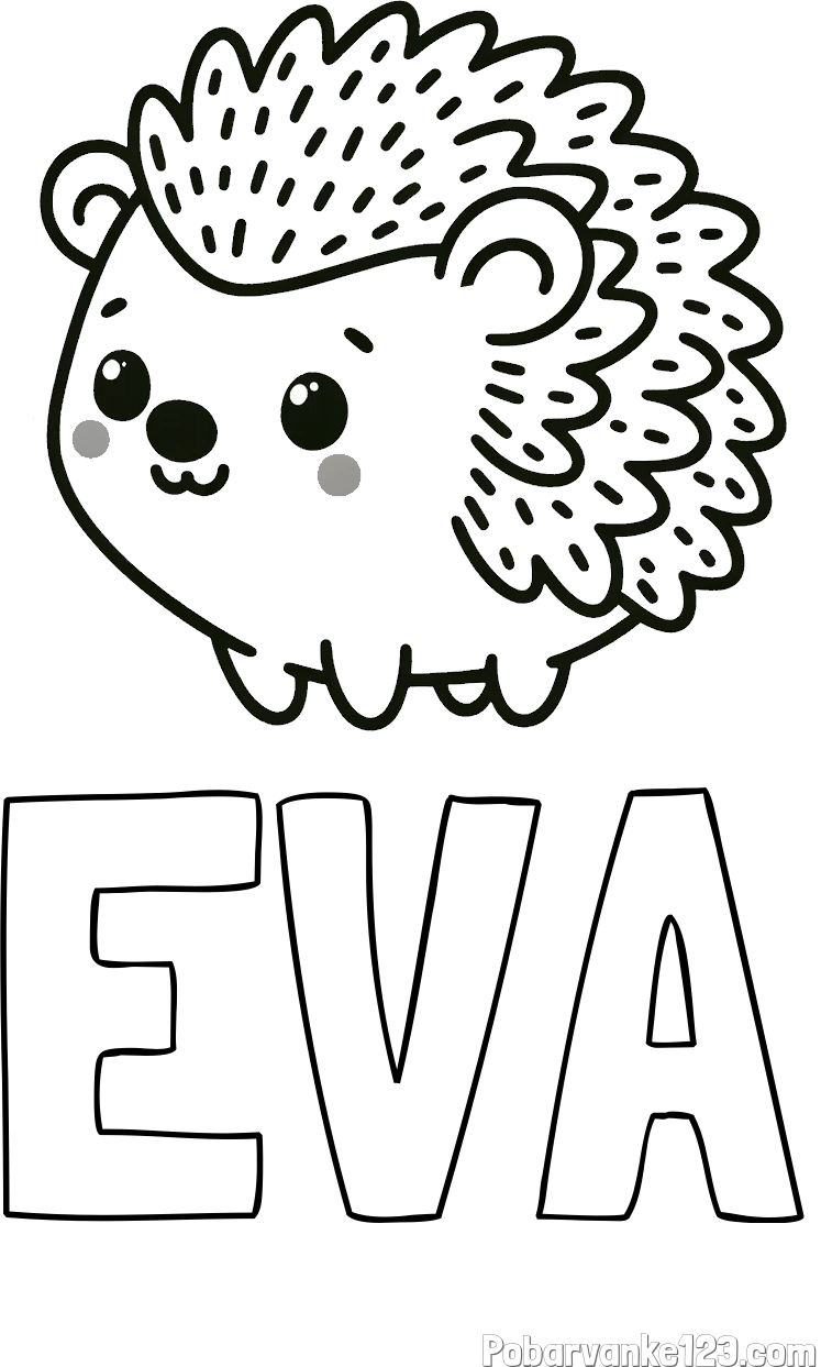 Pobarvanka imena EVA in pobarvanka ljubkega ježka