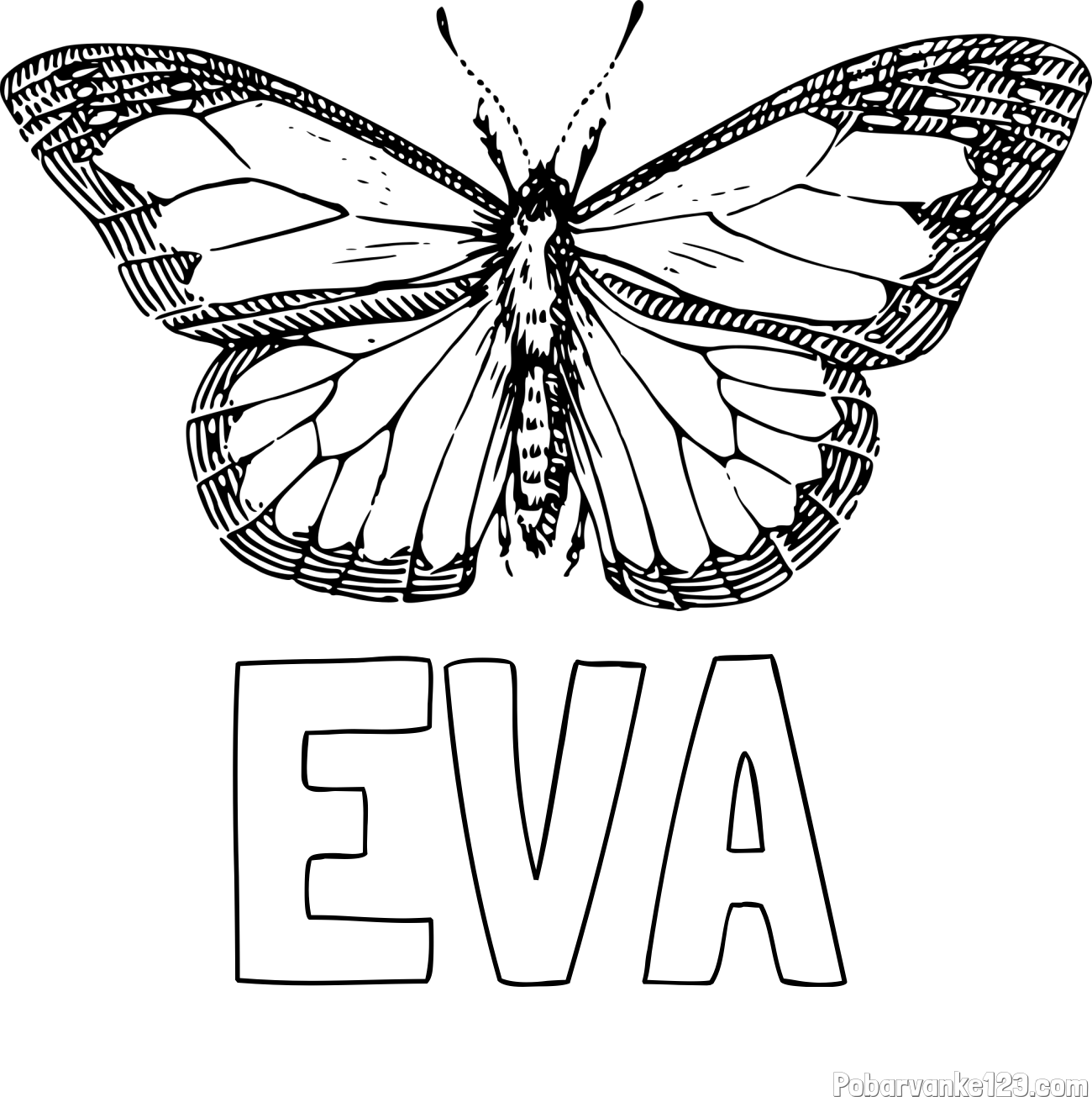 Pobarvanka imena EVA in pobarvanka metulja