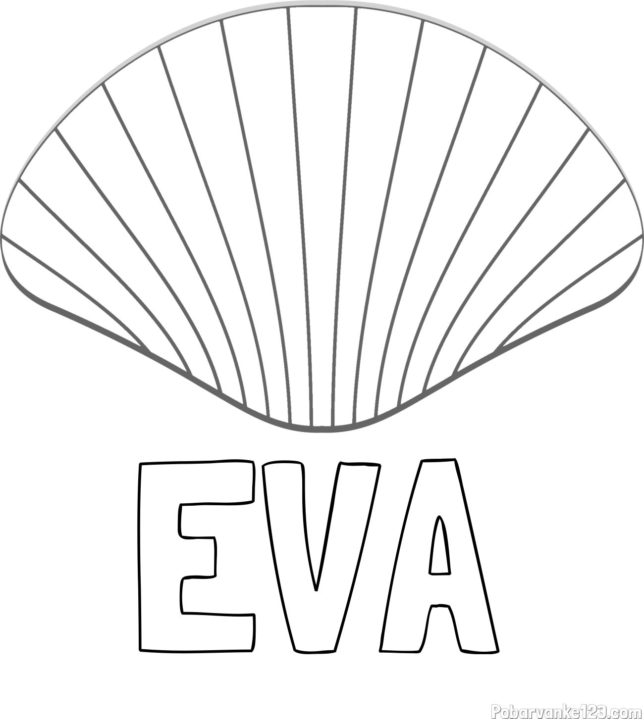Pobarvanka imena EVA in pobarvanka preproste školjke
