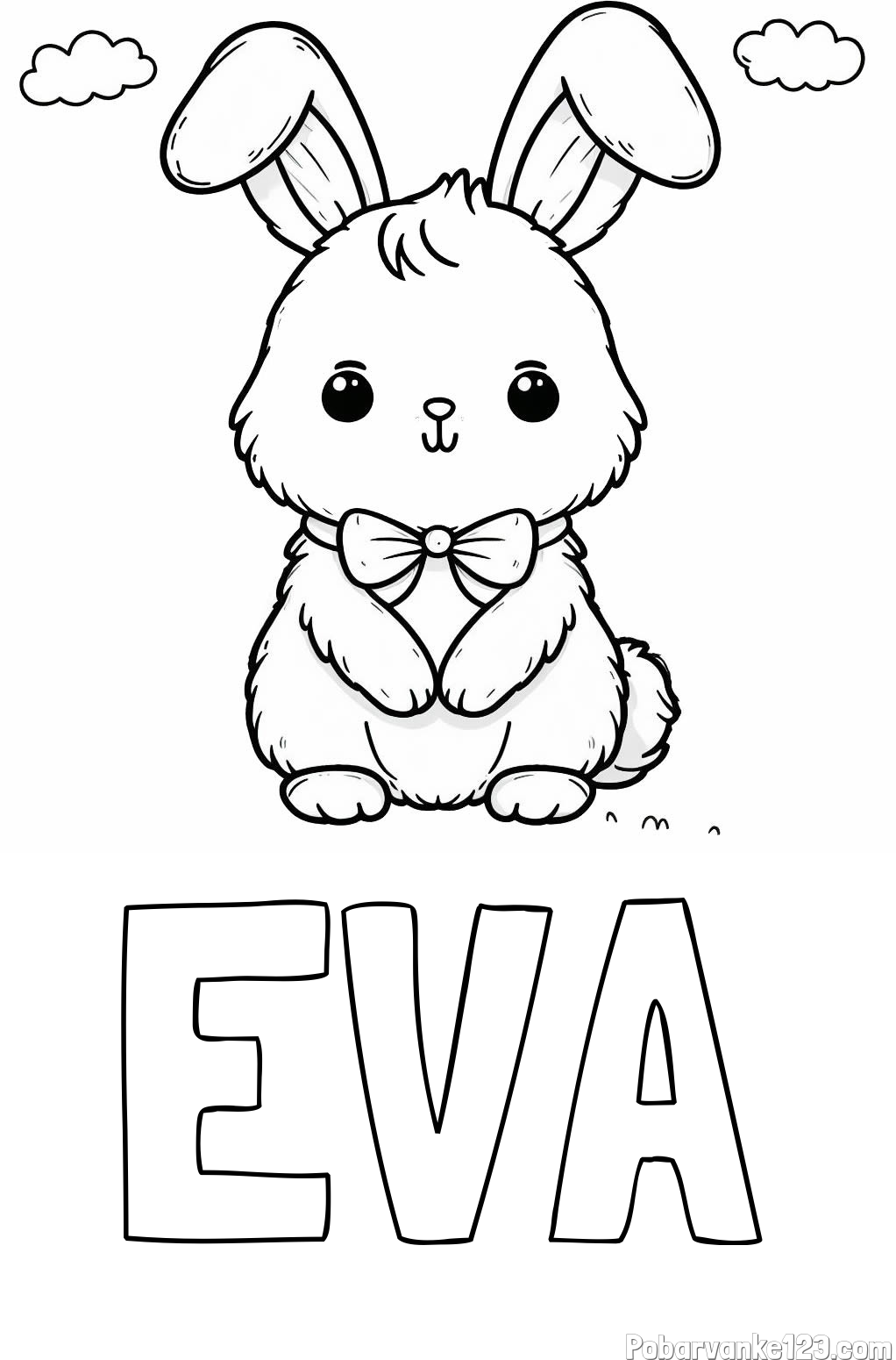 Pobarvanka imena EVA in pobarvanka prikupnega zajčka