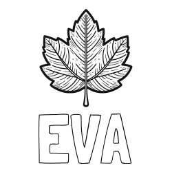 Online izdelana pobarvanka - Pobarvanka imena EVA in pobarvanka velikega jesenskega lista