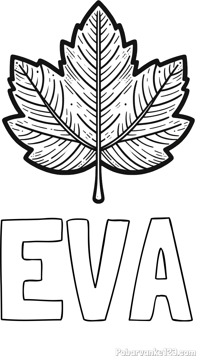 Pobarvanka imena EVA in pobarvanka velikega jesenskega lista