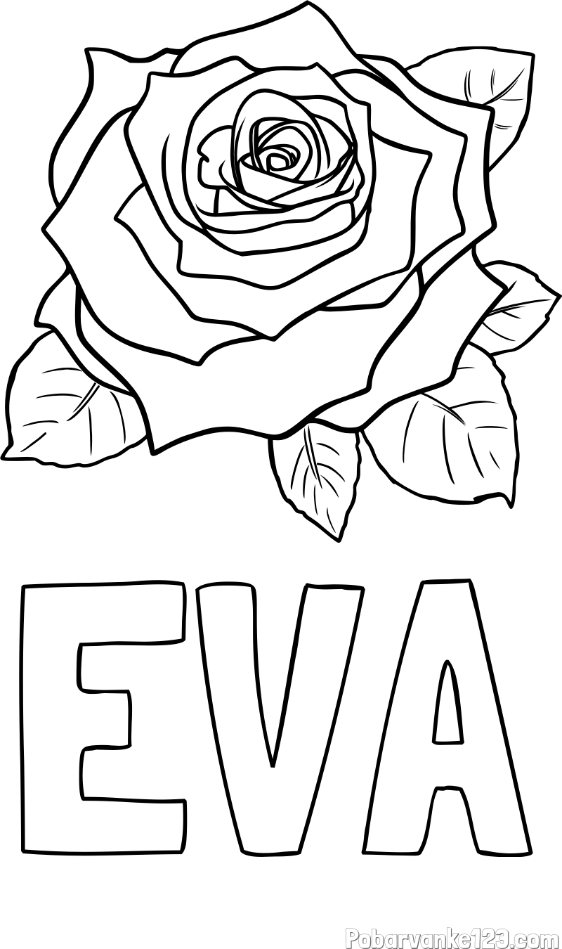 Pobarvanka imena EVA in pobarvanka vrtnice