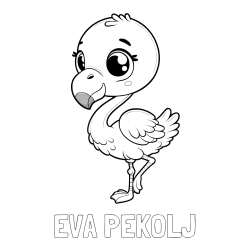 Online izdelana pobarvanka - Pobarvanka imena EVA PEKOLJ in otroška pobarvanka flaminga