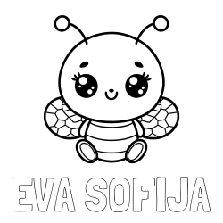 Online izdelana pobarvanka - Pobarvanka imena EVA SOFIJA in otroška pobarvanka ljubke čebele