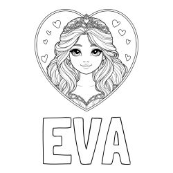 Pobarvanka imena EVA ter princeske