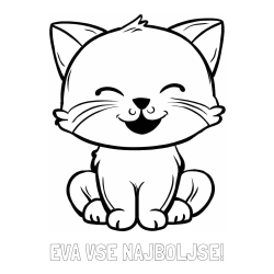 Online izdelana pobarvanka - Pobarvanka imena EVA VSE NAJBOLJŠE! in pobarvanka prikupne mačke