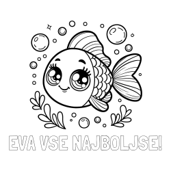 Online izdelana pobarvanka - Pobarvanka imena EVA VSE NAJBOLJŠE! in pobarvanka prisrčne ribice