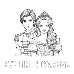 Online izdelana pobarvanka - Pobarvanka imena EVELIN IN GAŠPER in pobarvanka princa in princeske