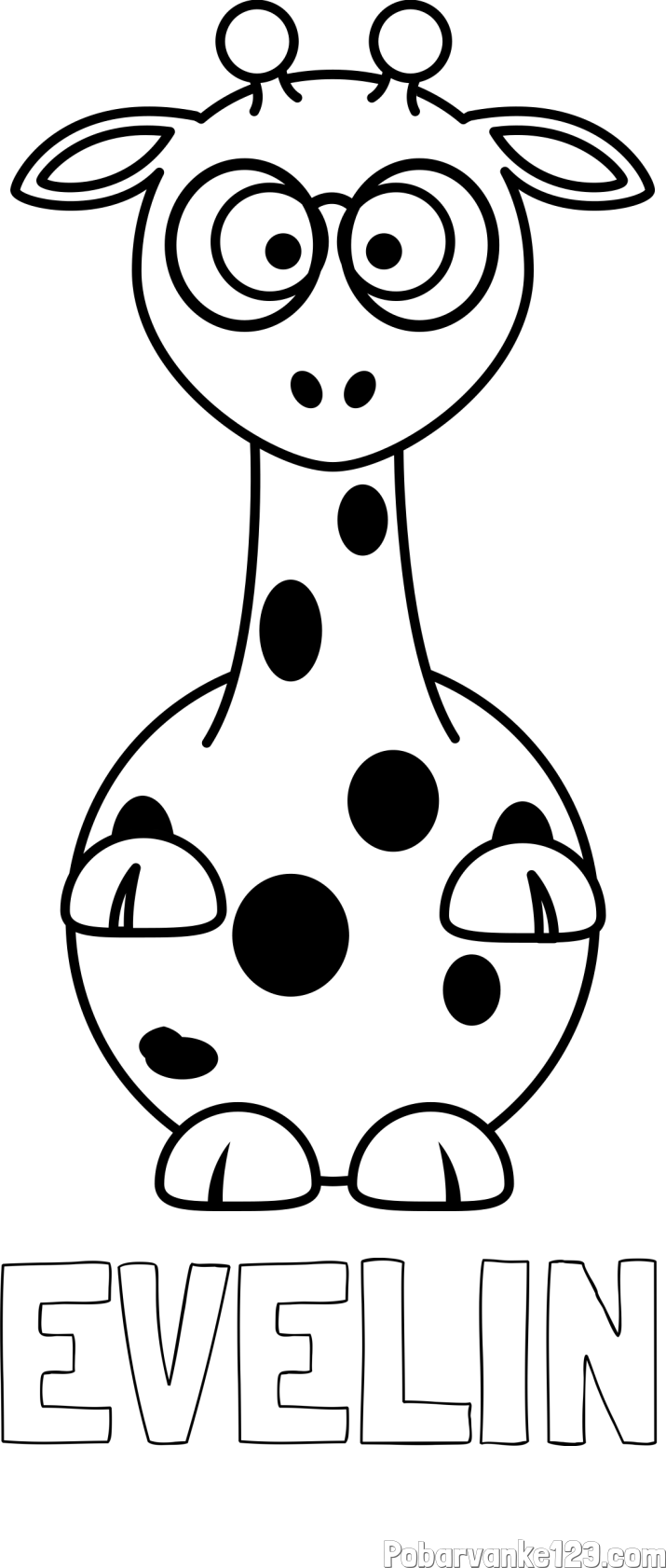 Pobarvanka imena EVELIN in pobarvanka prikupne žirafe