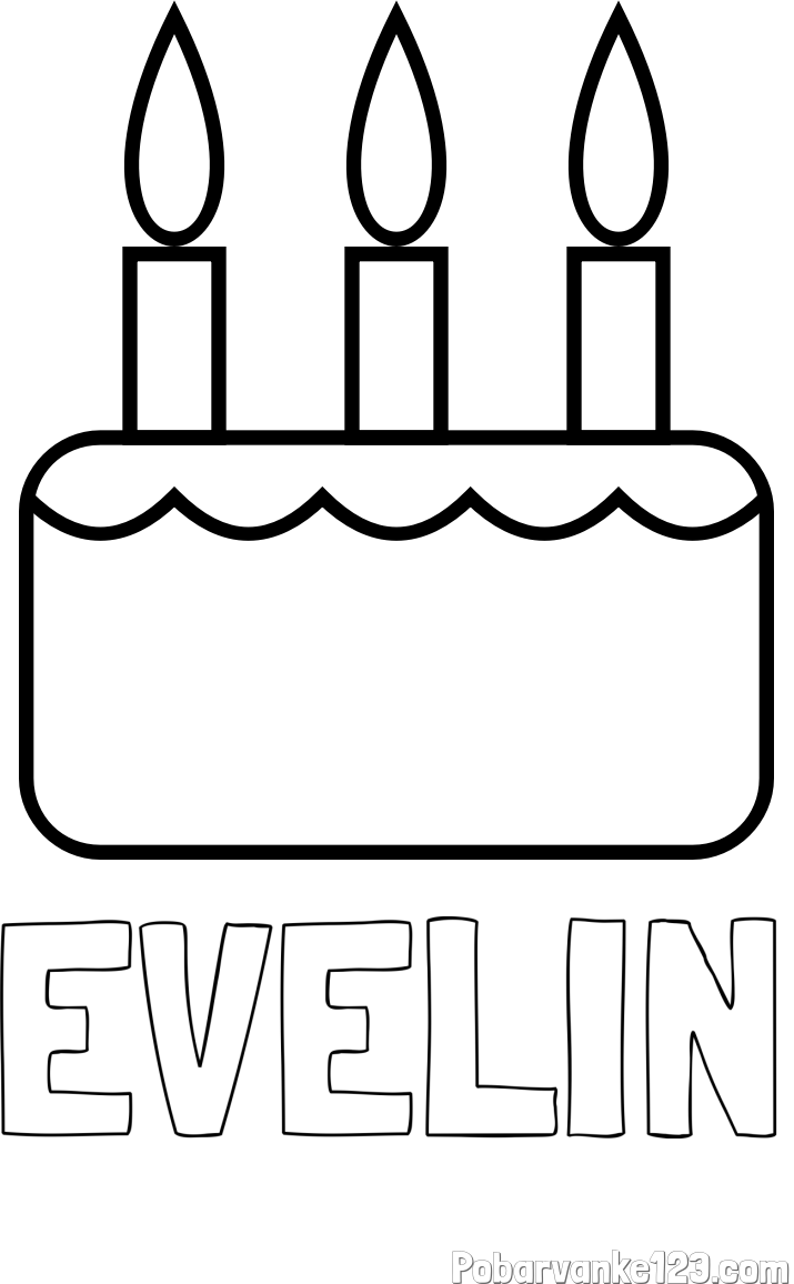 Pobarvanka imena EVELIN in pobarvanka rojstnodnevne torte za 3. rojstni dan