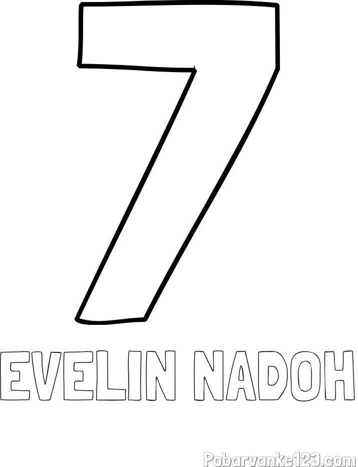 Pobarvanka imena EVELIN NADOH in pobarvanka številke sedem (7)