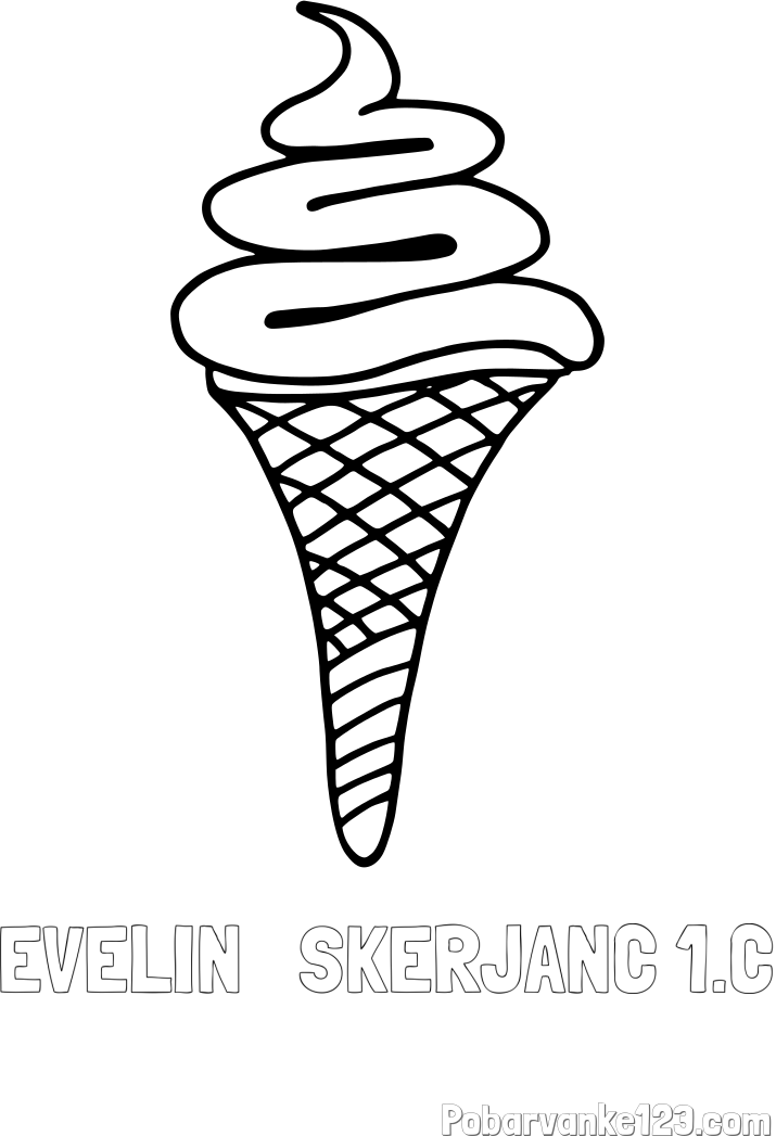 Pobarvanka imena EVELIN   ŠKERJANC 1.C in pobarvanka sladoleda