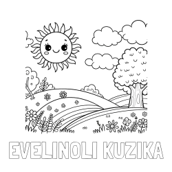 Online izdelana pobarvanka - Pobarvanka imena EVELINOLI KUZIKA in otroška pobarvanka narave