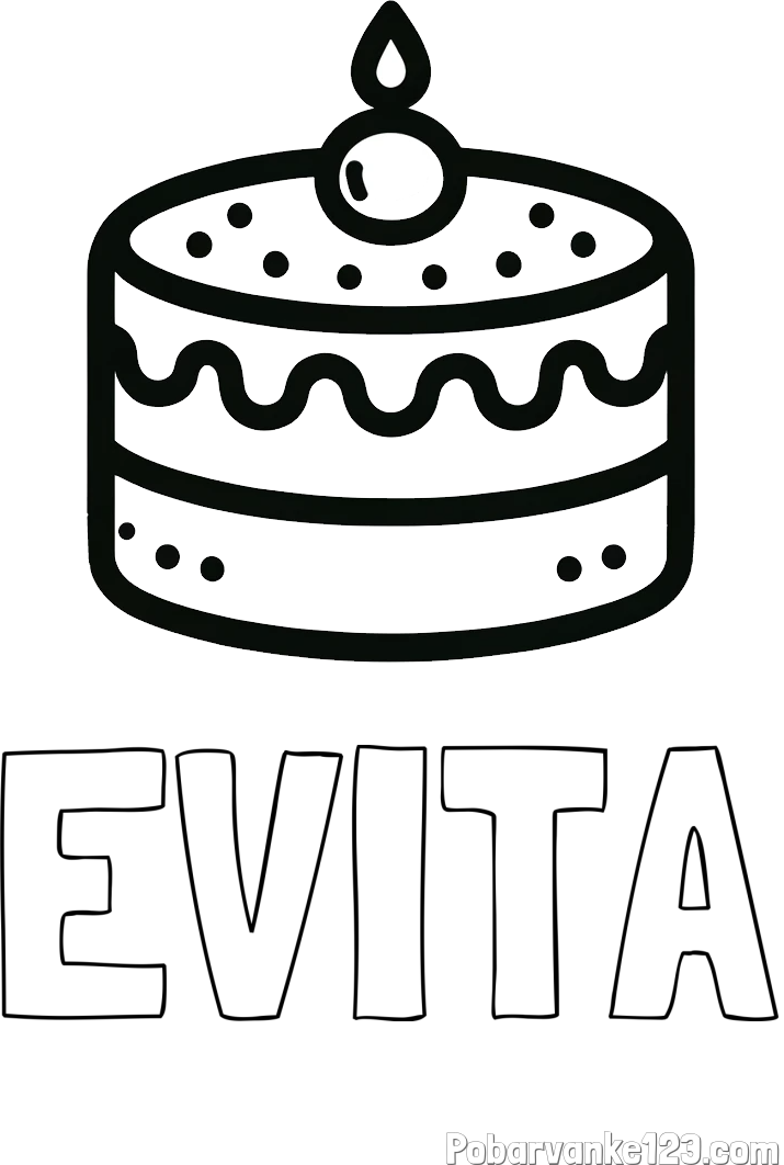 Pobarvanka imena EVITA in otroška pobarvanka majhne torte