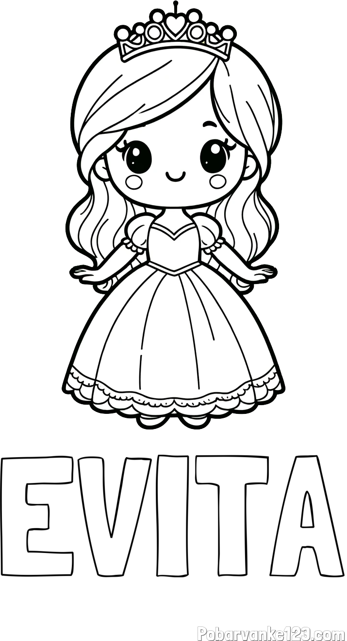 Pobarvanka imena EVITA in pobarvanka ljubke princeske