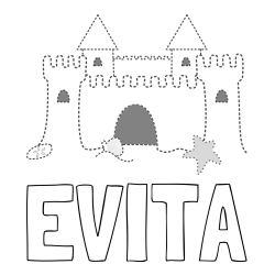 Online izdelana pobarvanka - Pobarvanka imena EVITA in pobarvanka peščenega gradu