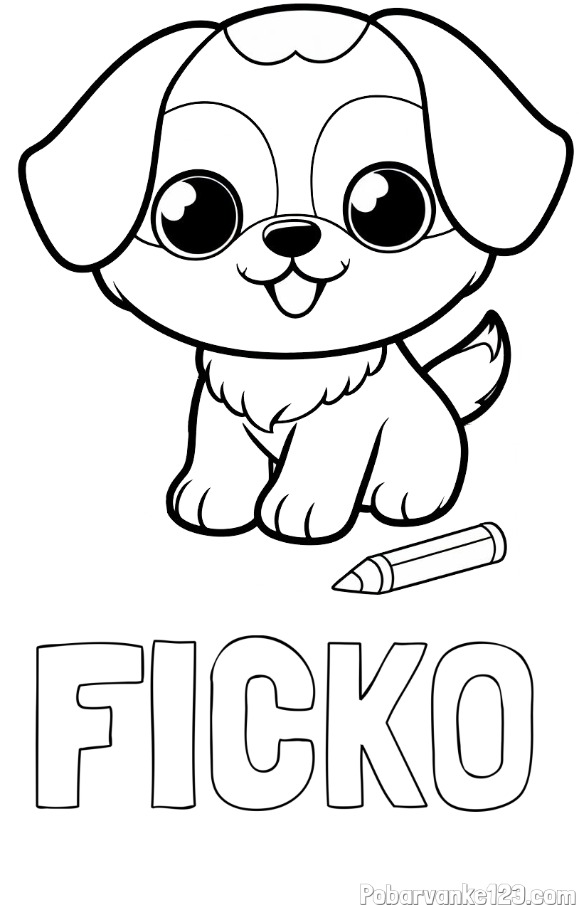 Pobarvanka imena FICKO in pobarvanka prikupnega kužka