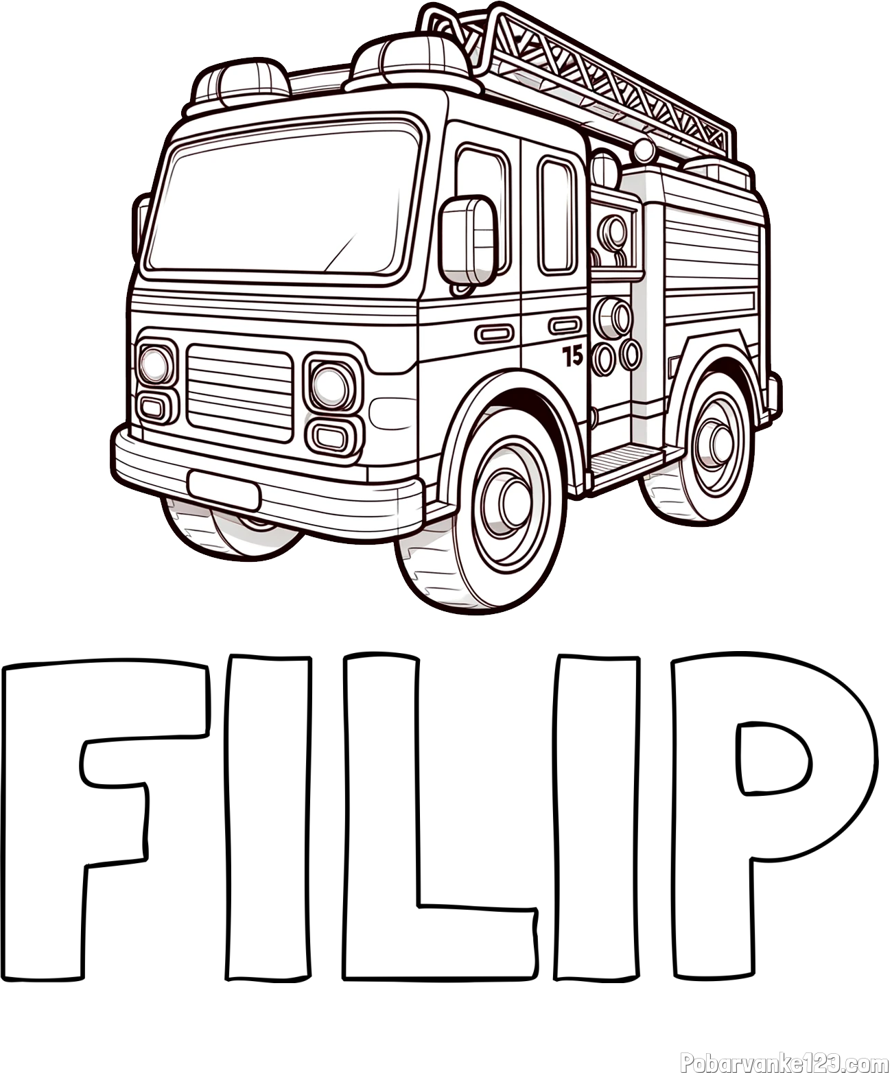 Pobarvanka imena FILIP in otroška pobarvanka gasilskega avta