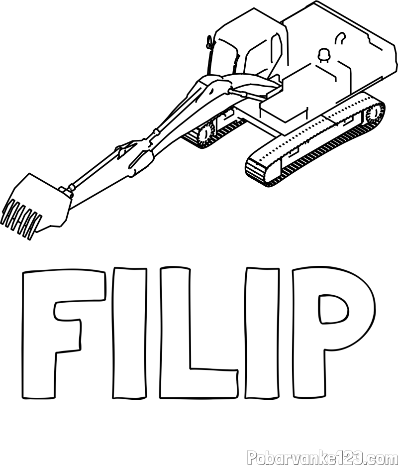 Pobarvanka imena FILIP in pobarvanka bagra