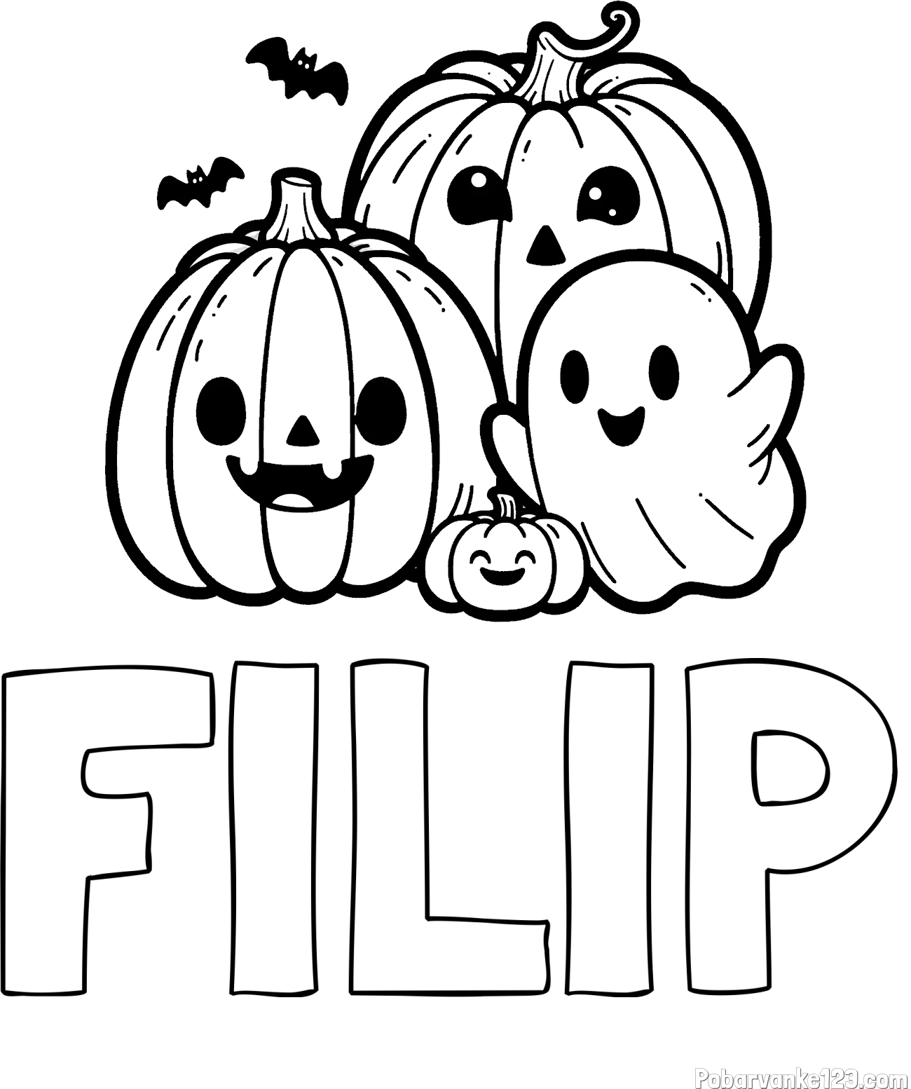 Pobarvanka imena FILIP in pobarvanka duhca in buč za noč čarovnic