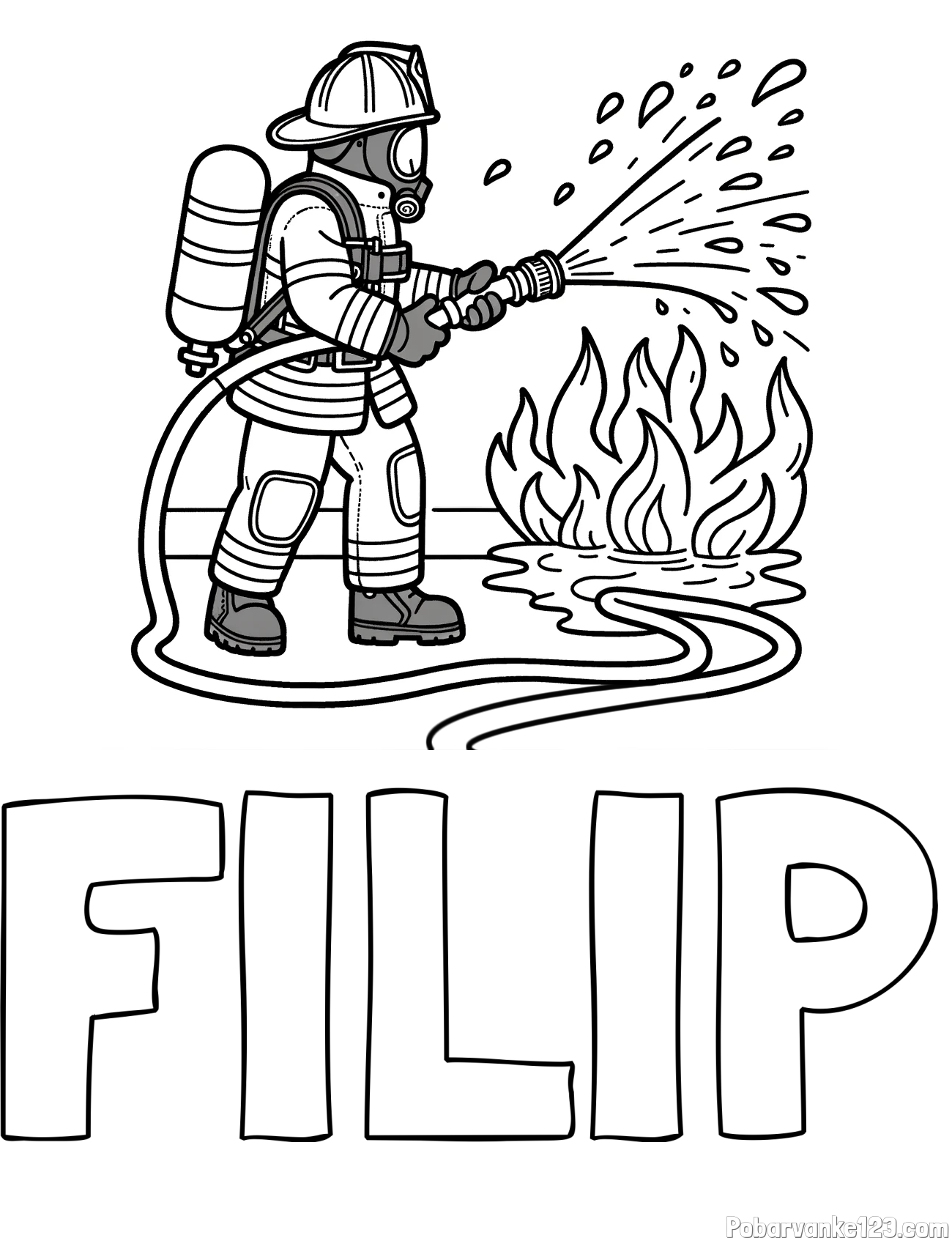 Pobarvanka imena FILIP in pobarvanka gasilca in velikega požara