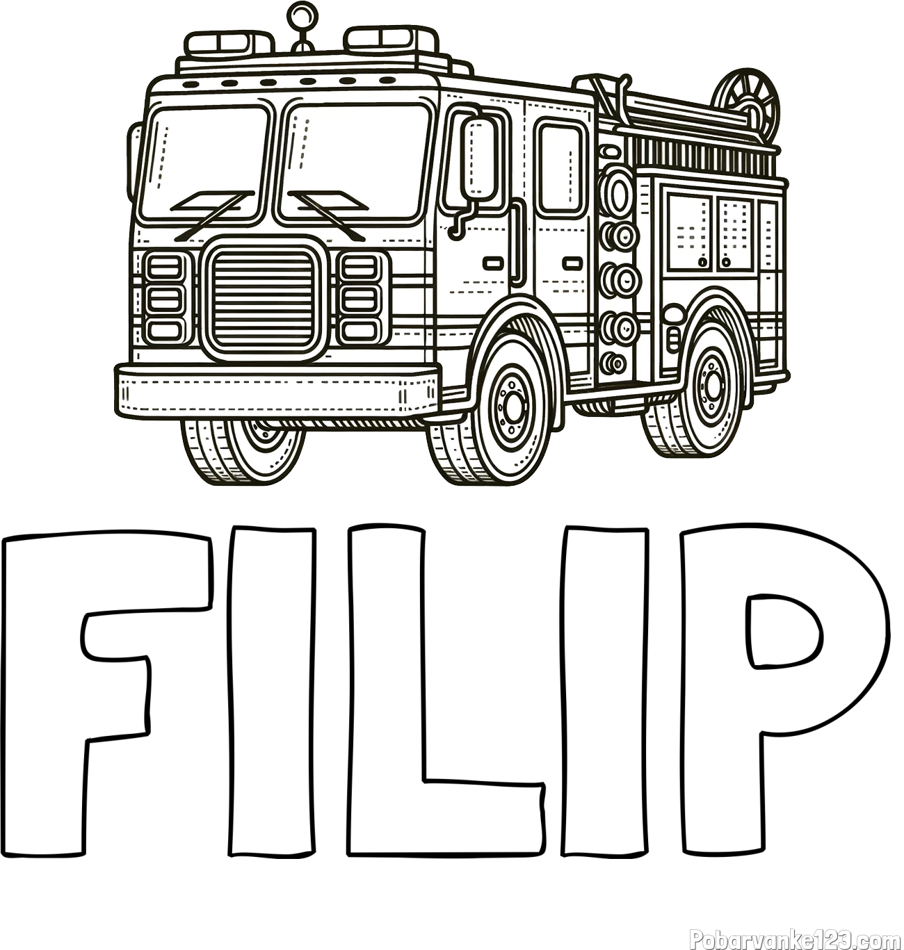 Pobarvanka imena FILIP in pobarvanka gasilskega avta