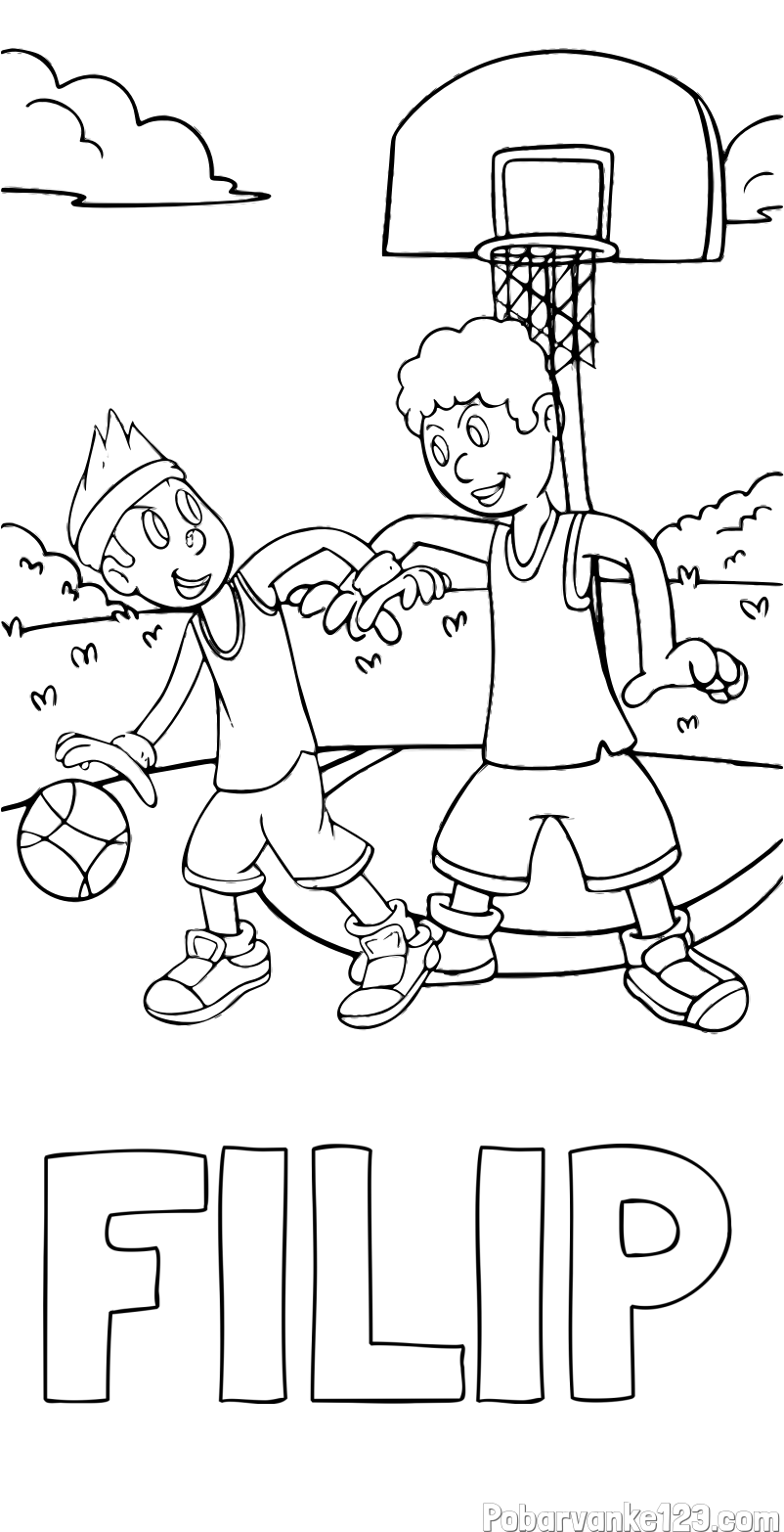 Pobarvanka imena FILIP in pobarvanka košarkarjev pri igri