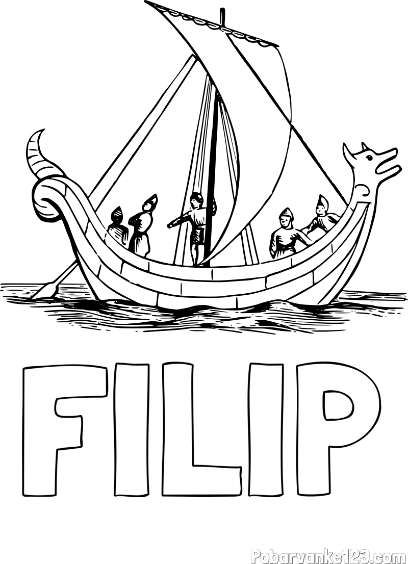 Pobarvanka imena FILIP in pobarvanka majhne ladje