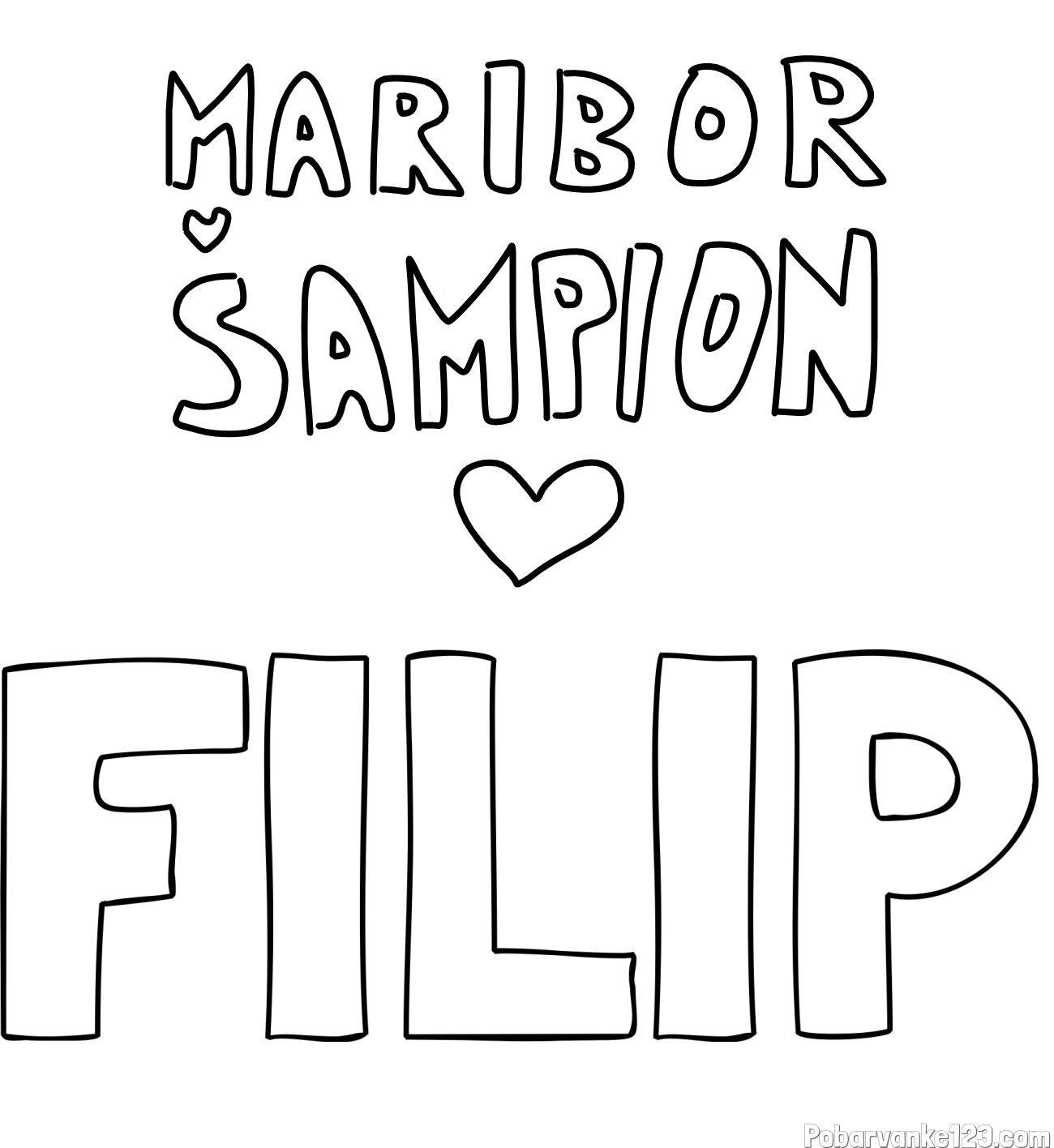 Pobarvanka imena FILIP in pobarvanka MARIBOR ŠAMPION
