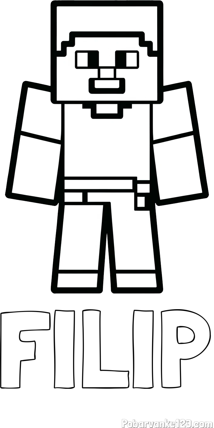 Pobarvanka imena FILIP in pobarvanka Minecraft figurice