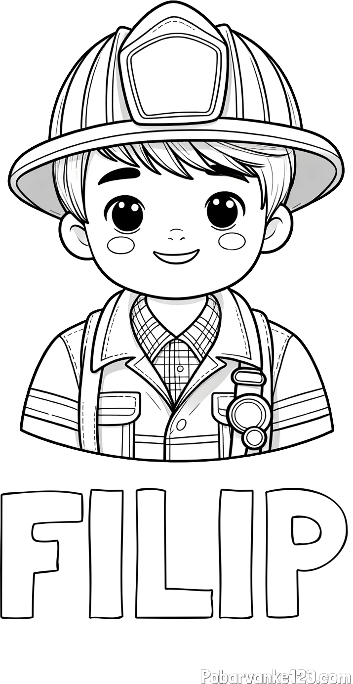 Pobarvanka imena FILIP in pobarvanka mladega gasilca