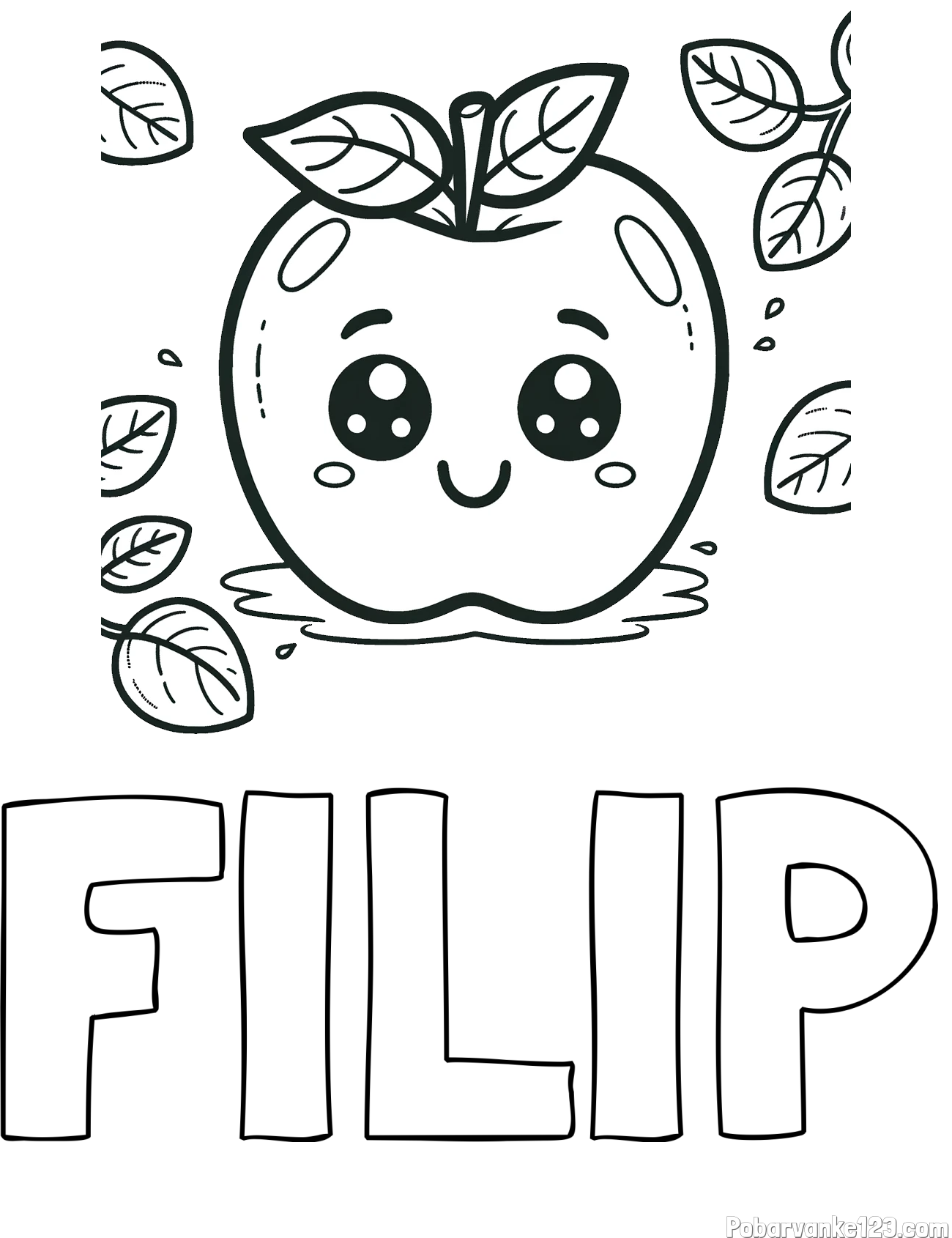 Pobarvanka imena FILIP in pobarvanka nasmejane jabolke
