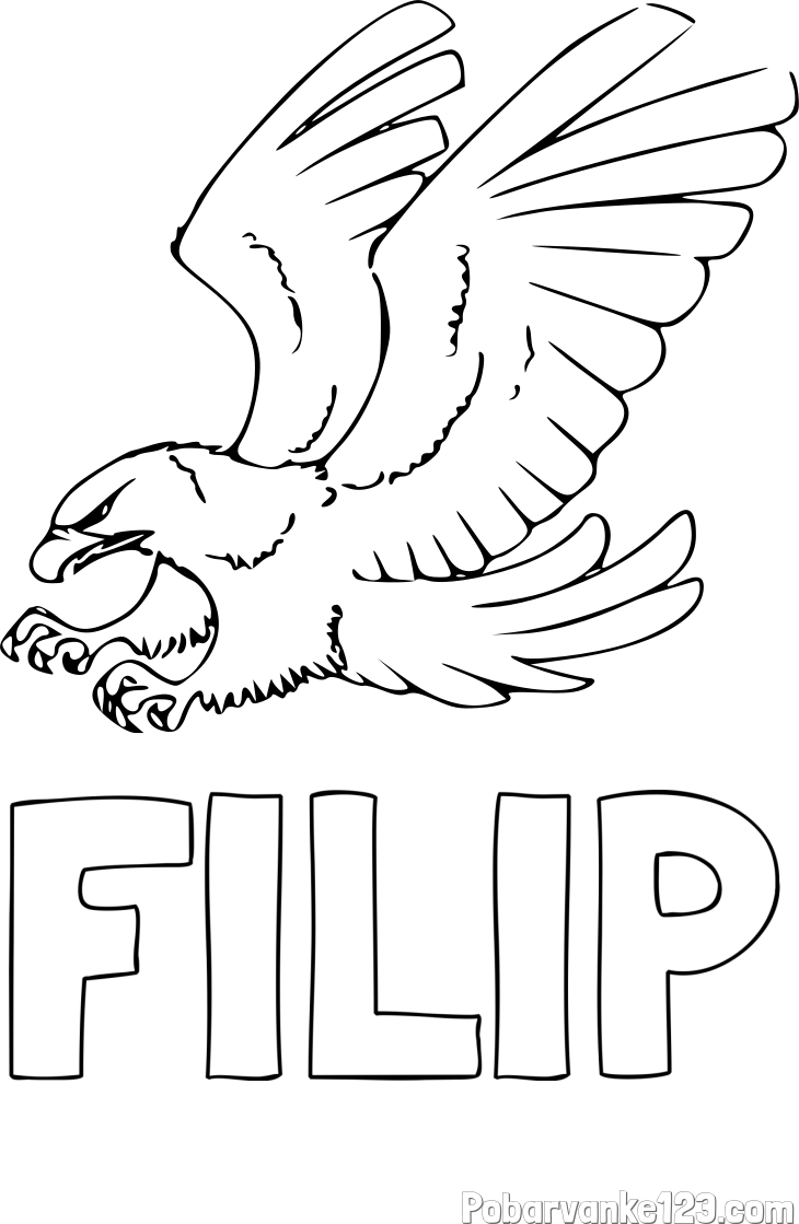 Pobarvanka imena FILIP in pobarvanka orla v napadu
